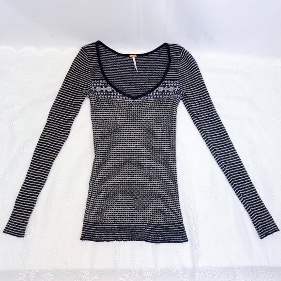 Free People Y2k Women's Wool Blend Sweater Boho Long Sleeve Shirt - Picture 1 of 11